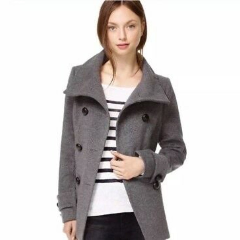 Babaton Aritzia Howell Wool Cashmere Peacoat – Grey Funnel Neck Coat | Size S